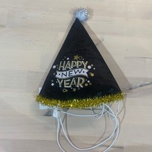 Happy new year dog hat with adjustable straps